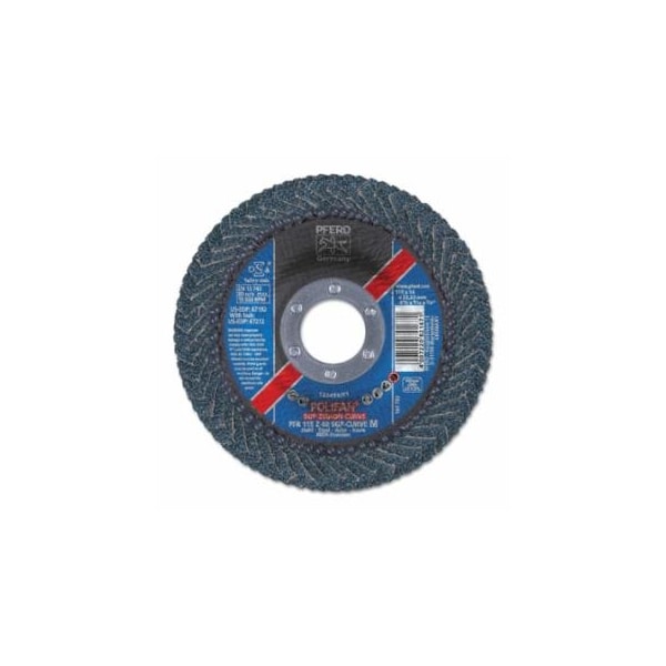 Pferd POLIFAN Z SGP Curve Steelox Flap Disc, 4-1/2 in dia x 7/8 in Arbor, 40 Grit, Zirconia, 13300 419-67192 - main