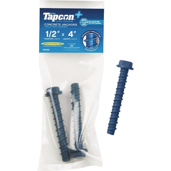 Tapcon 1/4'' x 4'' Hex Washer Concrete Screw Anchor, 2 Ct. 50408 - main