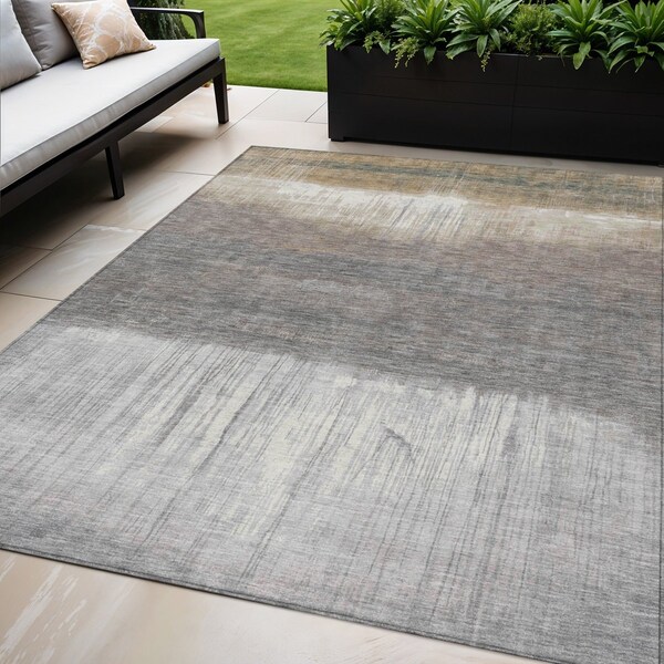 Homeroots 5' X 8' Taupe And Gray Abstract Washable Indoor Outdoor Area Rug 632066 - main