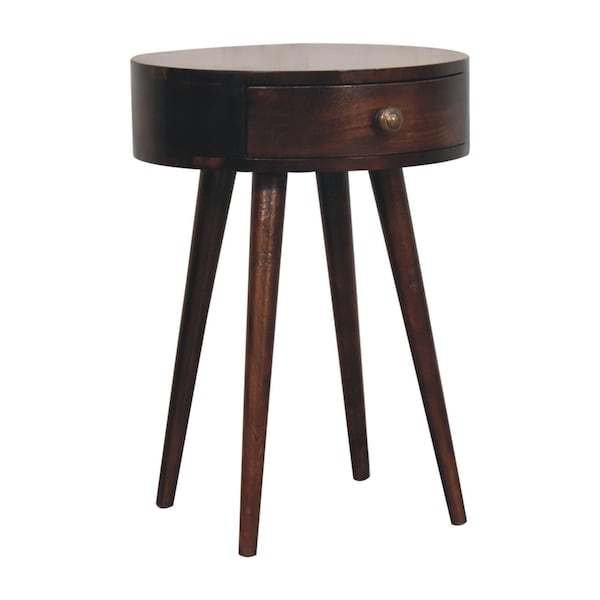 Homeroots 22" Brown Solid Wood Round One Drawer Nightstand 651803 - main
