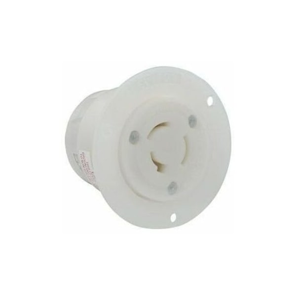 Leviton Flanged Locking Inlet, Non-NEMA, 20 A, 125/250V AC, 3 Pole, Flush Mount, Screw Terminals, White 3326-C - main