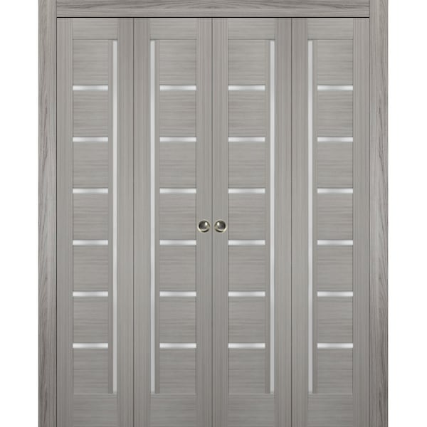 Sartodoors Sliding Closet Double Bi-fold Doors Solid Core Modern Interior QUADRO4088DBF-SSS-72 x 96 (4* 18x96) - main