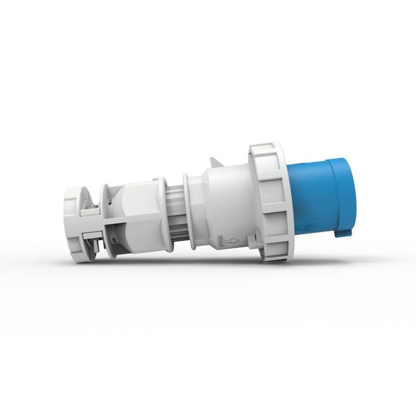 Bryant Watertight Pin & Sleeve Plug, 63 A, 600V AC, 2 Pole, IEC Grounding, Blue, NEMA Not Rated BRY360P6W - main