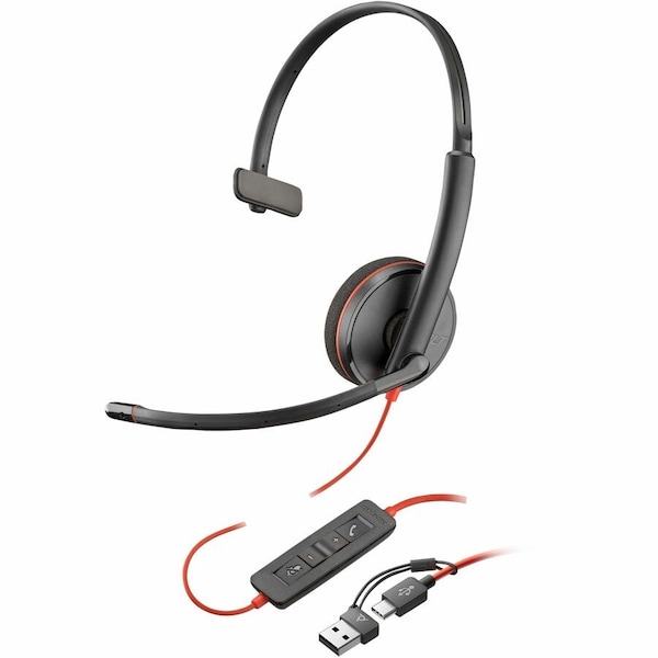 Hp POLY BLACKWIRE 3210 MONAURAL USB-C HEADSET +USB-C/A ADAPTER 8X214AA - main