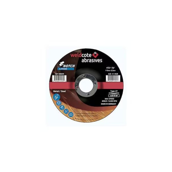 Notch A-Prime 9in x 1/8in x 5/8-11 T27 A30-R-BF Cutting / Notch Wheel, 10PK 10776 - main
