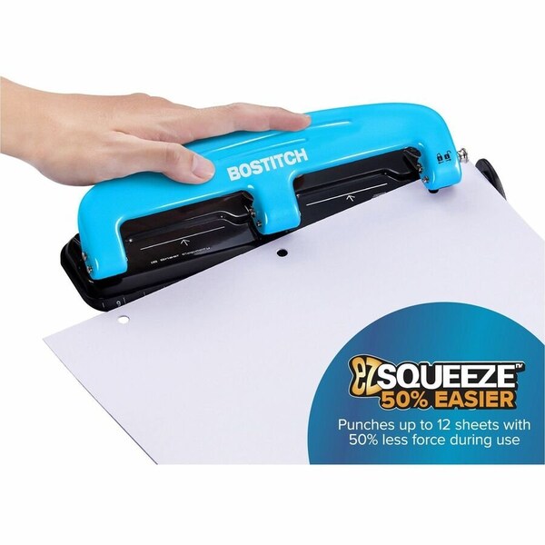 Bostitch EZ Squeezetrade 12 ThreeHole Punch, Blue ACI2103 - main