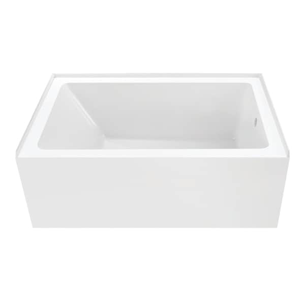 Kingston Brass 54" Acrylic Rectangular 3-Wall Alcove Tub, Right Hand Drain, Glossy White VTAP5436R22 - main