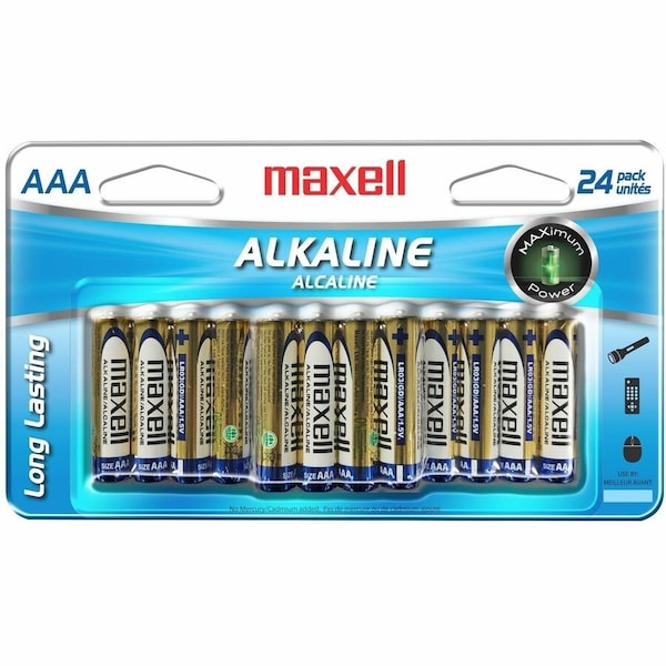 Maxell LR03 723474 Battery - For Flashlight, Tool, Toy, Smoke Alarm - AAA - 24 / Pack 723474 - main