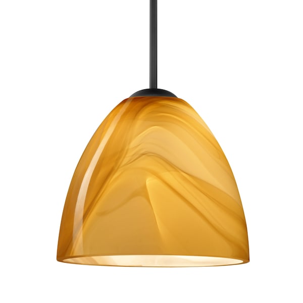 Besa Lighting Besa Vila Pendant, Honey, Black Finish, 1x 9W LED 1JT-4470HN-LED-BK - main
