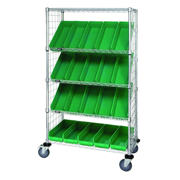 Quantum Storage Systems WIRE CART SLANT SHELVES W/ 20 BINS WRCSL5-63-1836EP-104GN - main