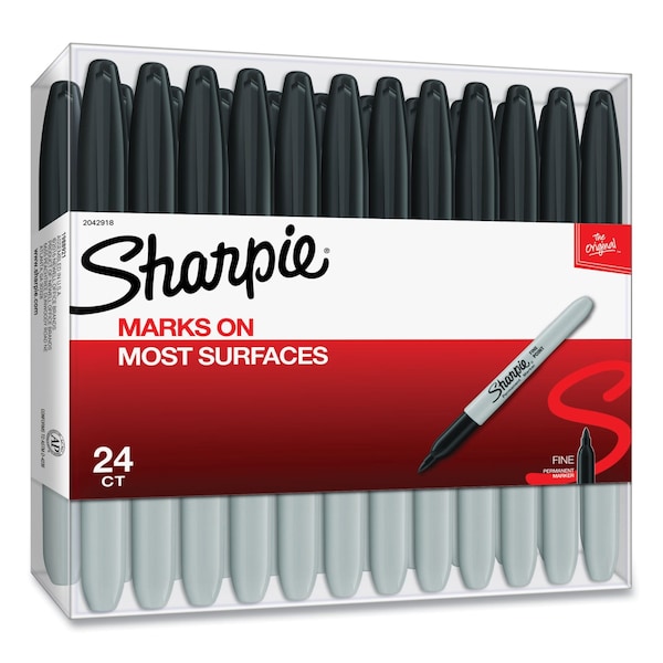 Sharpie Fine Tip Permanent Marker, Fine Bullet Tip, Black, 24PK 2042918 - main