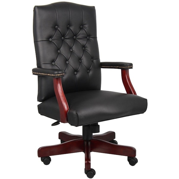 Boss Executive Chair, Wood Base, Overall 47" H B905-BK - main