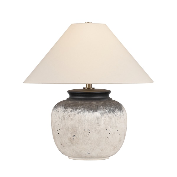 Troy Lighting Unearthed 1 Light Table Lamp in Patina Brass and Ceramic Flamed White Finish PTL1723-PBR/CFH - main