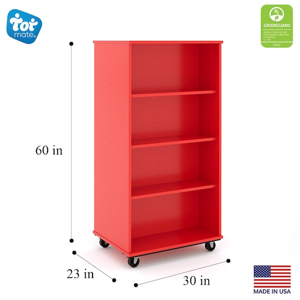 Tot Mate Mobile Wood Cabinet, Red, 30 in W x 30 in L x 60 in H x 23 in D TMM611A.M0C85 - main