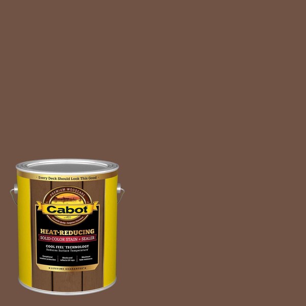 Cabot Heat-Reducing Solid Equestrian Brown Water-Based Acrylic Stain and Sealer 1 gal 140.0001883.007 - main
