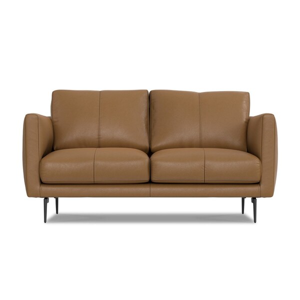 Homeroots 60" Brown Leather Sofa With Black Legs 640971 - main