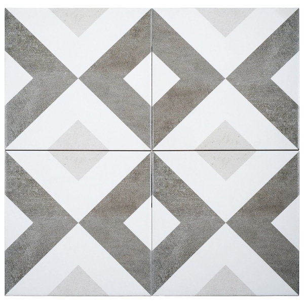 Andova Tiles SAMPLE-Luv Ahava Grey 8-in Encaustic Matte Porcelain Wall & Floor Tile SAM-ANDLUV457 - main