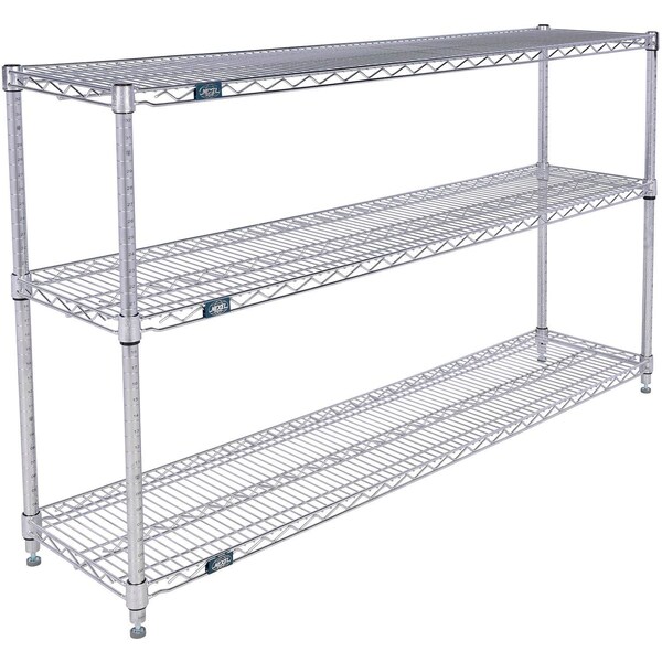 Global Industrial Nexel 3 Shelf, Stainless Steel Wire Shelving Unit, Starter, 60"W x 14"D x 34"H B3149687 - main