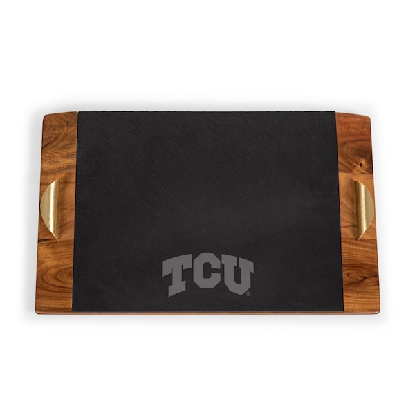 Picnic Time Family Of Brands NCAA TCU Horned Frogs Covina Acacia and Slate Serving Tray 957-07-512-843-0 - main