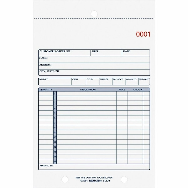 Rediform 2Part Carbonless Sales Forms, Multi RED5L320 - main