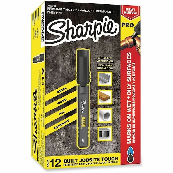 Sharpie Permanent Marker, Black, Fine Tip, Capped, 12 PK 2017818 - main