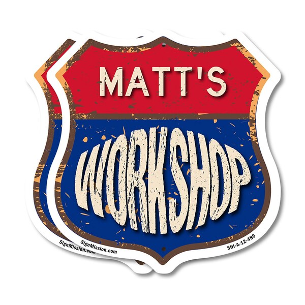 Signmission Matt's Workshop, 12 inch X 12 inch, Aluminum Metal Sign, 2PK SHI-A-2PACK-12-489-MATT - main