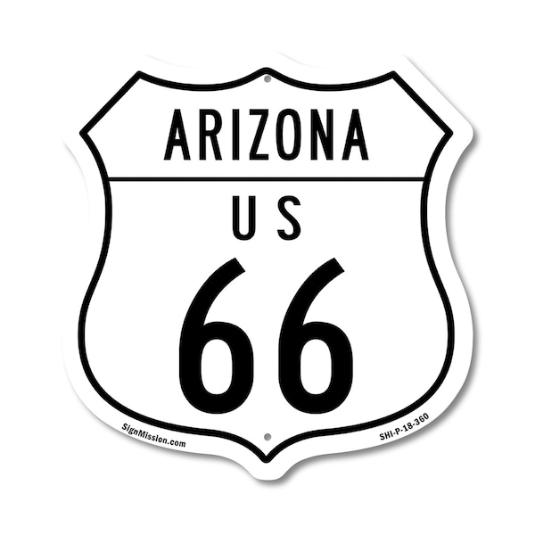 Signmission Arizona Route Marker Shield Sign Us 66, 18 Inch X 18 Inch, Plastic Sign SHI-P-18-360 - main