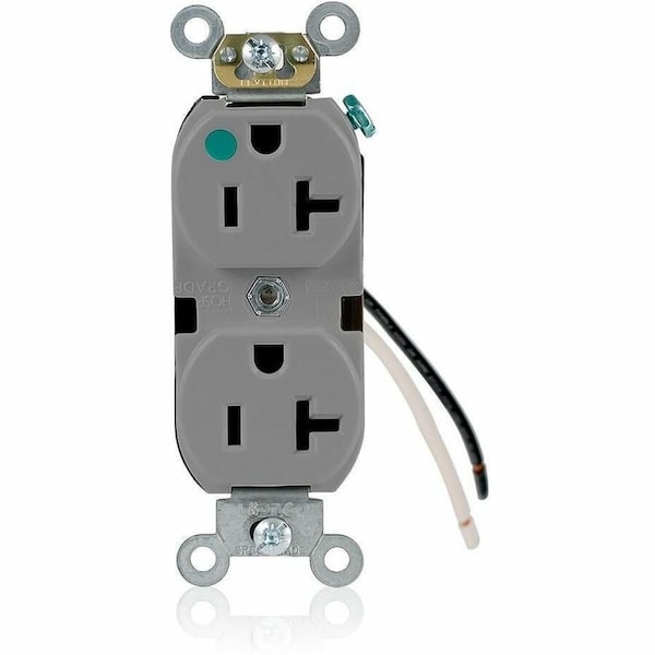 Leviton Heavy Duty Hospital Grade Duplex Receptacle, 20 Amp, 125 Volt 8300-CGY - main