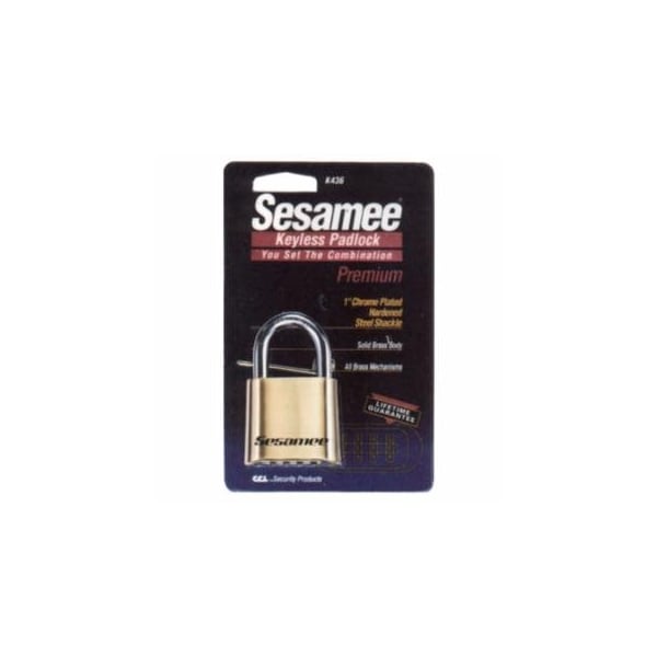 Ccl Sesamee Keyless Padlock, 5/16 in Shackle dia, 1 in L x 1 in W, Brass, Carded 197-K436 - main