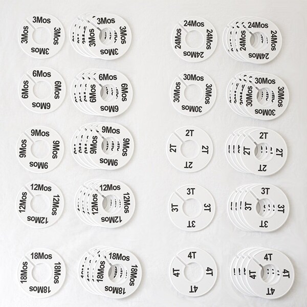 Nahanco Clothing Size Dividers for Baby/Kids Closet; 3MOS - 4T Kit 10 Sizes, 5 pcs. each, 50PK CWBKIT6 - main