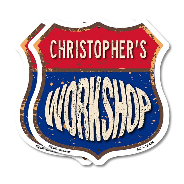 Signmission Christopher's Workshop, 12 inch X 12 inch, Aluminum Metal Sign, 2PK SHI-A-2PACK-12-489-CHRISTOPHER - main
