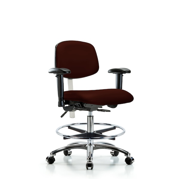 Blue Ridge Ergonomics Med Bench Chair, Vinyl, CF, Cast, Burg, CL100, 6-Way Adjustable, 22" to 29" Height, Burgundy BR-NCR-VMBCH-CR-T0-A1-CF-CC-8569 - main
