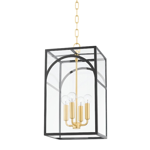 Mitzi Addison 4 Light Pendant 11 In. Aged Brass/Textured Black Combo H642704S-AGB/TBK - main