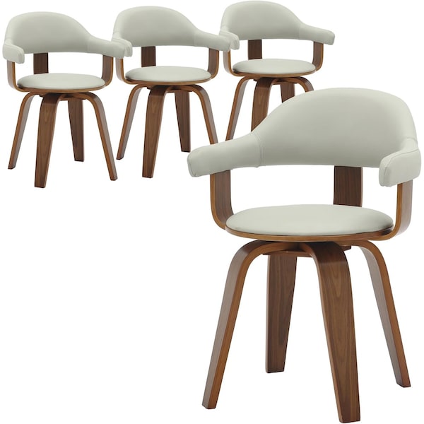Leisuremod Brivo Swivel Dining Chair with 360-Degree Leather Armchair & Poplar Wood Legs, 4PK BC22GR4 - main