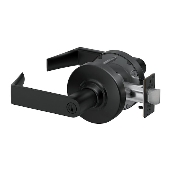 Schlage Grade 1 Bath/Bedroom Privacy Cylindrical Lock, Non-Keyed, Rhodes Lever with Rose, Matte Black PC40 RHO 622 - main