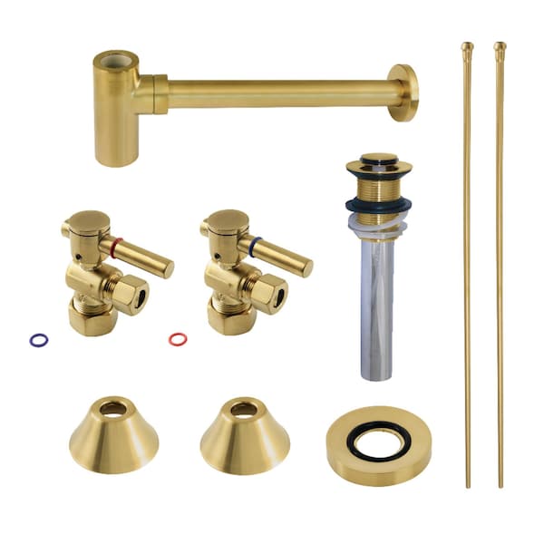 Kingston Brass Plumbing Sink Trim Kit with Bottle Trap and Drain, Brushed Brass CC53307DLVKB30 - main