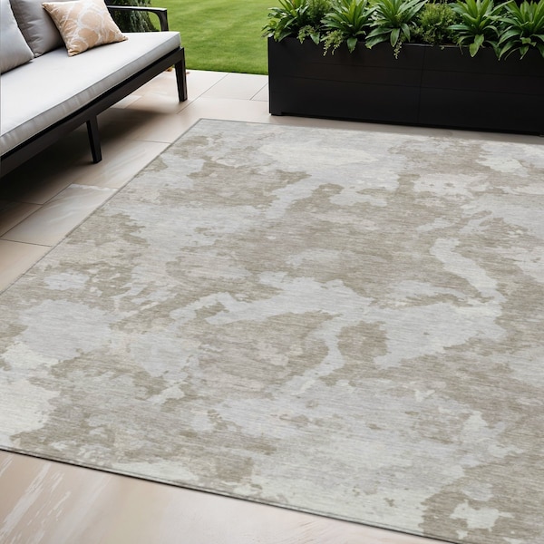 Homeroots 5' X 8' Taupe And Brown Abstract Washable Indoor Outdoor Area Rug 609583 - main