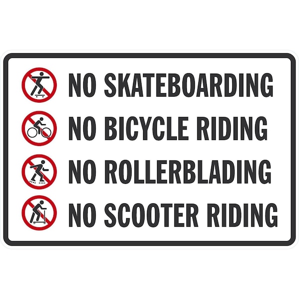 Lyle No Skateboarding No Bicycle Riding No Roller Blading No Scoo, 36x24, Diamond Grade, White G-15824-DG_36x24 - main