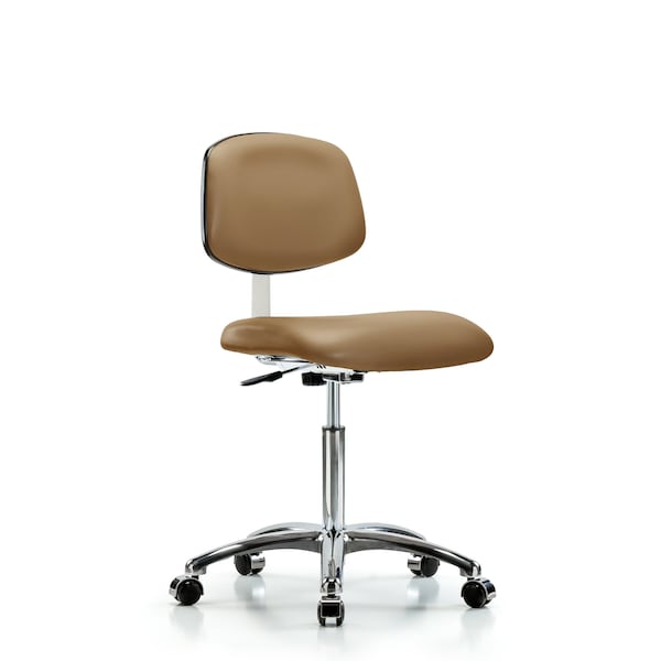 Blue Ridge Ergonomics Clean Room Chair Med Ben Chair, Vin, Chrm, Cast, Taupe, CL10, 22" to 29" Height, Vinyl, Taupe BR-CLR-VMBCH-CR-NF-CC-8584 - main