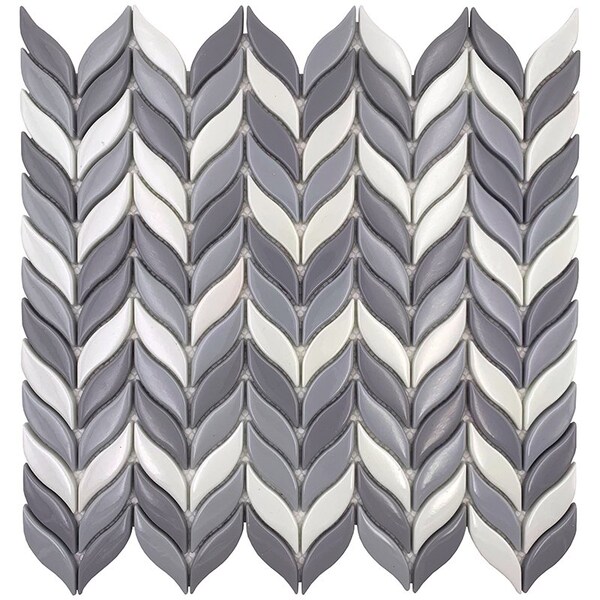 Apollo Tile Gray White 11.6 in x 12.1 in Recycled Glass Glossy Floor and Wall Mosaic Tile 9.75 sqft/case, 10PK APLVRE8815A - main