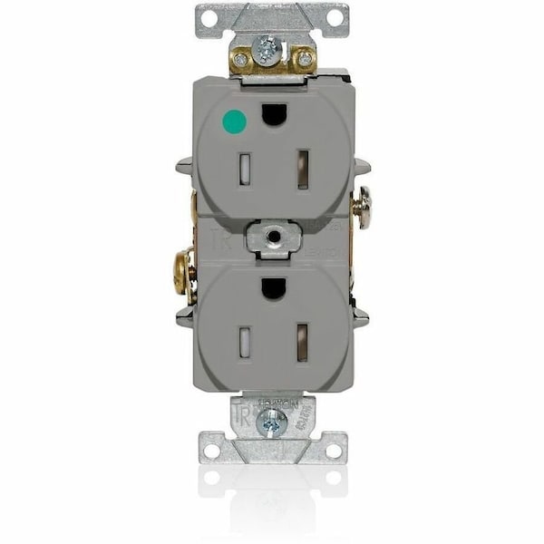 Leviton Dup Rec 15A 125V TR/HG Gry T8200-GY - main