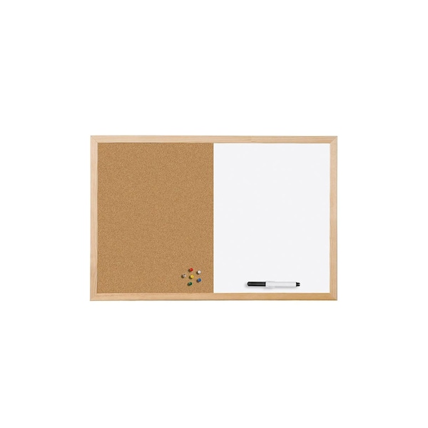 Mastervision Combo Cork and Dry-Erase Board, 18 in X 24", Pine Frame MX04001010 - main