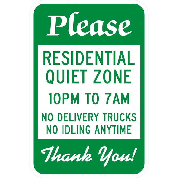 Lyle Please, Residential Quiet Zone 10 PM To 7 AM, No Delivery T, 12x18, Engineer Grade, White G-3790-EG_12x18 - main
