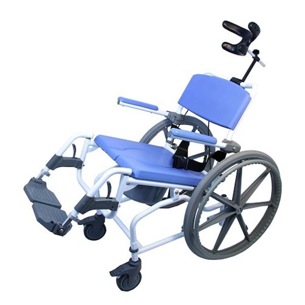 Healthline Aluminum Tilt Shower Commode Chair, 18 in. Seat with 24 in. Wheels 791154430156 - main