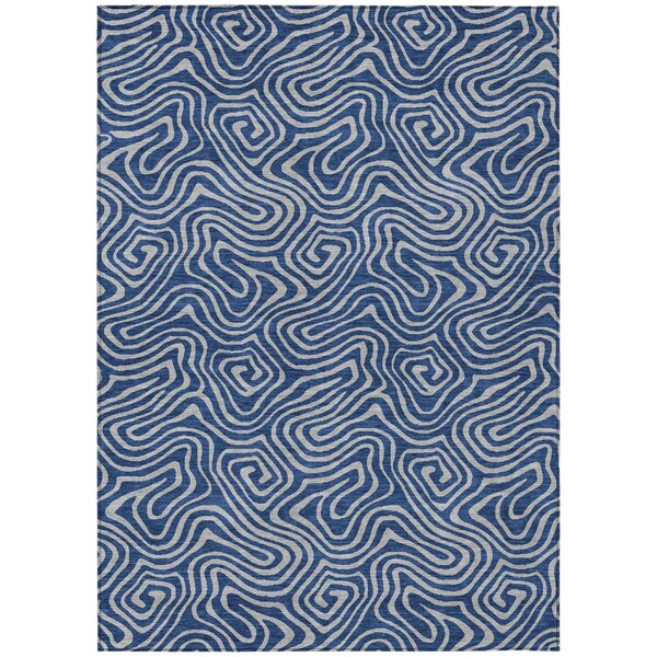 Homeroots 10' X 14' Navy Blue And Gray Abstract Washable Indoor Outdoor Area Rug 599825 - main