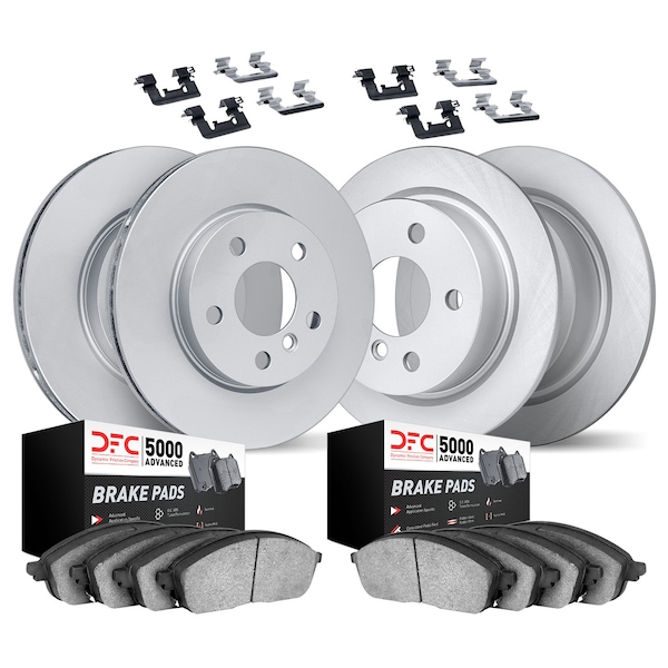 Dynamic Friction Co DFC GEOMET Rotors with 5000 Advanced Brake Pads includes Hardware 9514-74078 - main