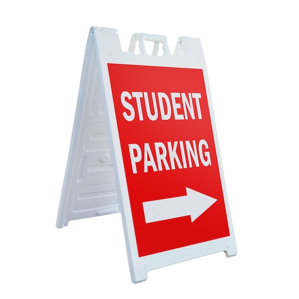 Signmission Student Parking With Arrow, A-Frame & 2 Decals Installed, Heavy-Duty Plastic Frame SBHD-D-2436-Student Parking With Arrow - main