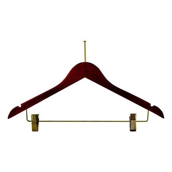 Rdi Womens Hanger Walnut Contoured Ball Top Brass with Clips 100cs, 100PK HGW-WCT-BTB - main