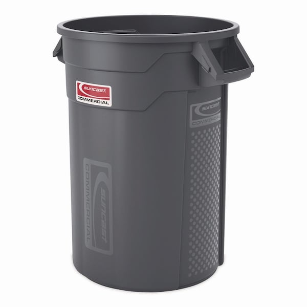 Suncast Commercial Injection Molded Utility Trash Can, 32 gal, Plastic/Resin, Gray TCU32 - main