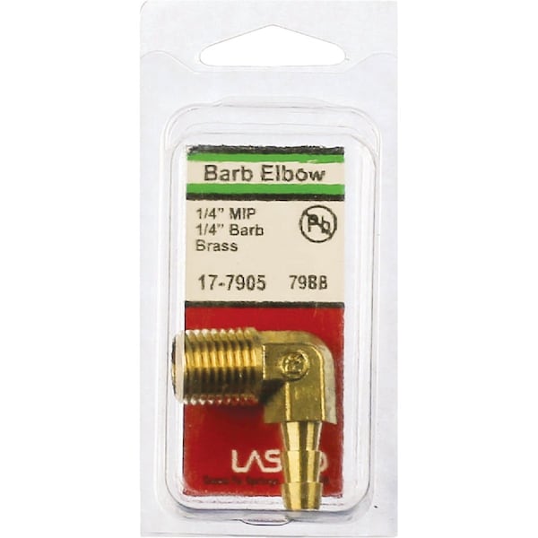 Westlake Pipe & Fittings 1/4'' MPTx1/4'' Hose Barbed 90 Deg. Brass Elbow, 1/4 Bend 17-7905 - main